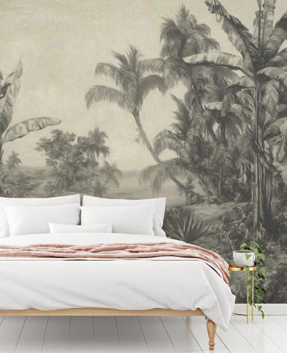 jungle wall mural called Tropic Life by Marina Stupakova for living rooms, dining rooms and bedrooms