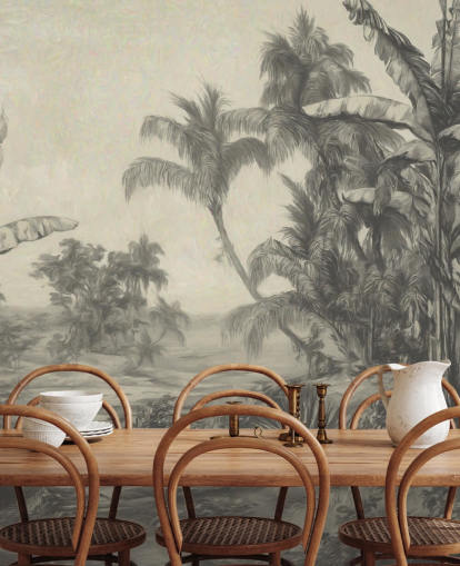 jungle wall mural called Tropic Life by Marina Stupakova for living rooms, dining rooms and bedrooms
