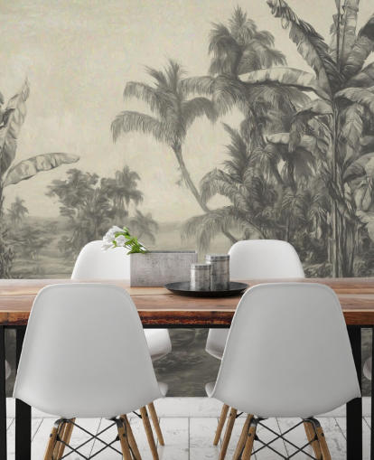 Dschungel-Wandbild namens Tropic Life von Marina Stupakova für Wohn-, Ess- und Schlafzimmer