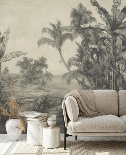 jungle wall mural called Tropic Life by Marina Stupakova for living rooms, dining rooms and bedrooms