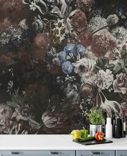 grande mural de papel de parede floral chamado Very Big Bouquet de Marina Stupakova para quartos e salões