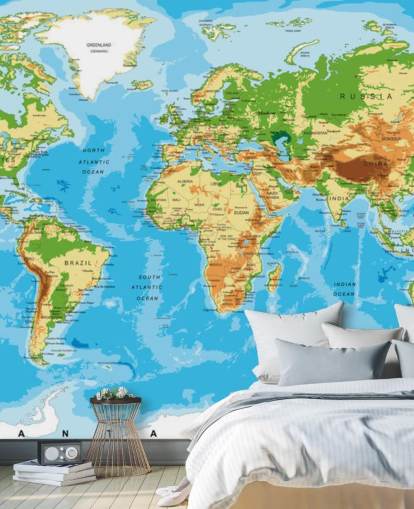 Papier peint Carte physique du monde Papier peint Carte physique du monde