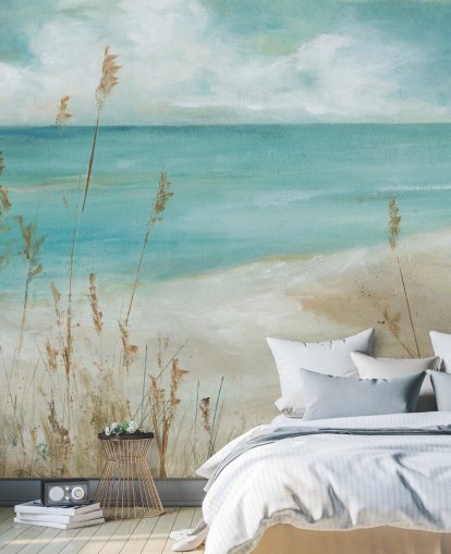 abstract sea wallpaper mural called Seagrass Seascape by Carol Robinson for living rooms, bedrooms and bathrooms