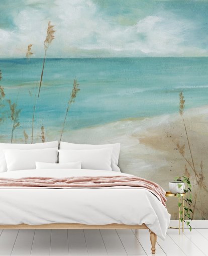abstract sea wallpaper mural called Seagrass Seascape by Carol Robinson for living rooms, bedrooms and bathrooms