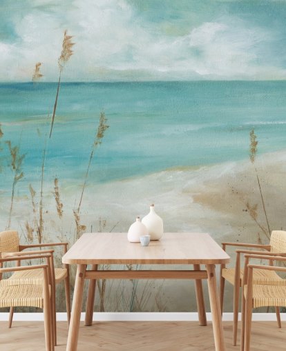 papier peint mural abstrait sur la mer appelé Seagrass Seascape par Carol Robinson pour les salons, les chambres et les salles de bain