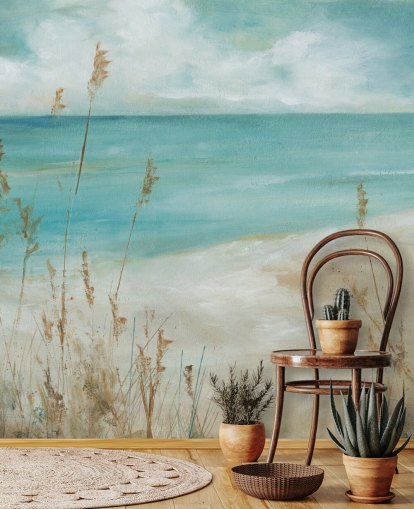 abstract sea wallpaper mural called Seagrass Seascape by Carol Robinson for living rooms, bedrooms and bathrooms
