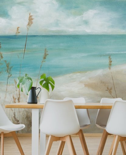 abstract sea wallpaper mural called Seagrass Seascape by Carol Robinson for living rooms, bedrooms and bathrooms