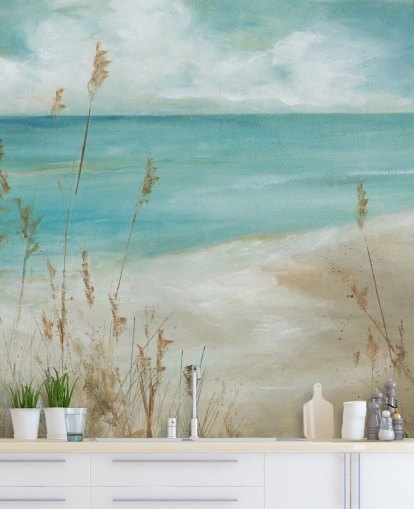 abstrakt havstapetväggmålning kallad Seagrass Seascape av Carol Robinson för vardagsrum, sovrum och badrum abstrakt havstapetväggmålning kallad Seagrass Seascape av Carol Robinson för vardagsrum, sovrum och badrum