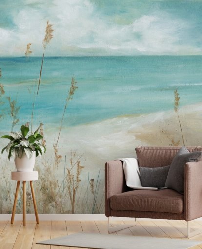 abstrakt sjøtapet veggmaleri kalt Seagrass Seascape av Carol Robinson for stuer, soverom og bad