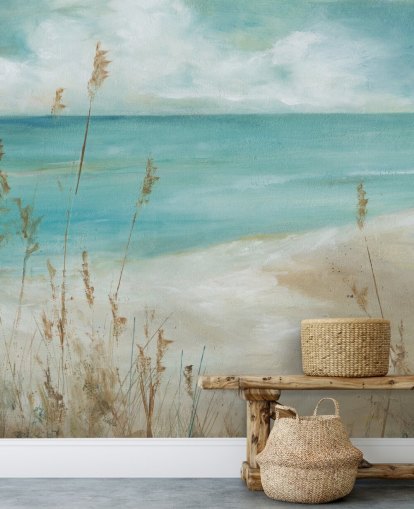 abstract sea wallpaper mural called Seagrass Seascape by Carol Robinson for living rooms, bedrooms and bathrooms