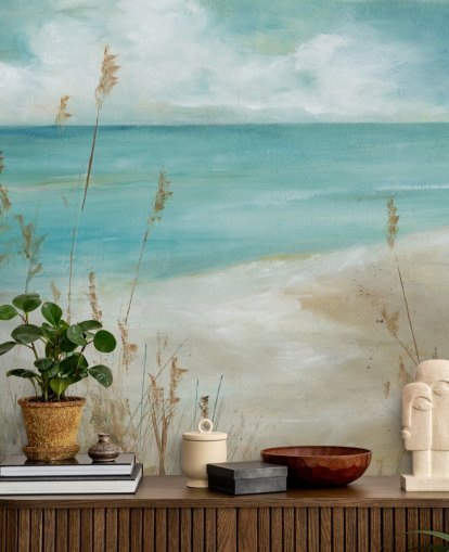 abstracte muurschildering op zee genaamd Seagrass Seascape van Carol Robinson voor woonkamers, slaapkamers en badkamers abstracte muurschildering op zee genaamd Seagrass Seascape van Carol Robinson voor woonkamers, slaapkamers en badkamers