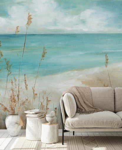 abstract sea wallpaper mural called Seagrass Seascape by Carol Robinson for living rooms, bedrooms and bathrooms