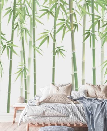 green custom bamboo wallpaper mural called Green and White Bamboo green custom bamboo wallpaper mural called Green and White Bamboo