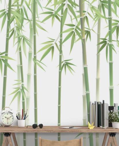 green custom bamboo wallpaper mural called Green and White Bamboo green custom bamboo wallpaper mural called Green and White Bamboo