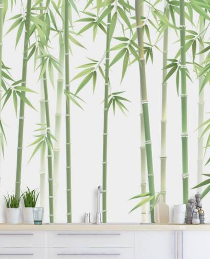 carta da parati murale in bambù personalizzata verde chiamata Green and White Bamboo carta da parati murale in bambù personalizzata verde chiamata Green and White Bamboo