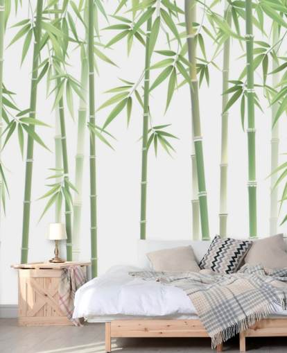 grön anpassad bambu tapetväggmålning kallad Grön och vit bambu grön anpassad bambu tapetväggmålning kallad Grön och vit bambu
