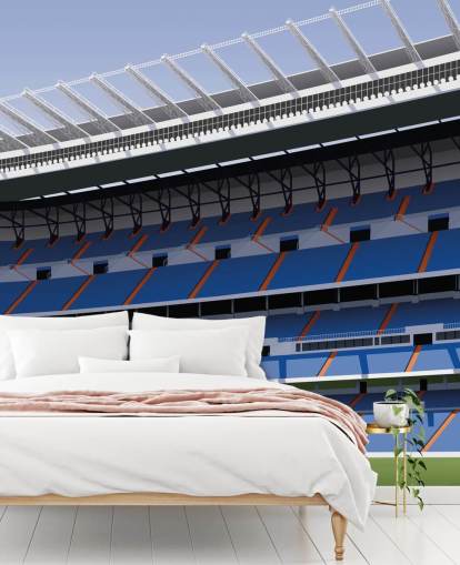 mural de papel pintado personalizable azul y verde del Real Madrid llamado Estadio de Fútbol Santiago Bernabéu de Matthew J I Wood