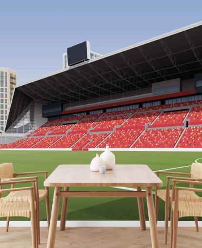 papel pintado verde y rojo del Brentford Football Club llamado Gtech Community Stadium Football Stadium de Matthew J I Wood