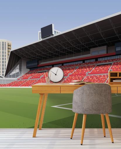 papel pintado verde y rojo del Brentford Football Club llamado Gtech Community Stadium Football Stadium de Matthew J I Wood