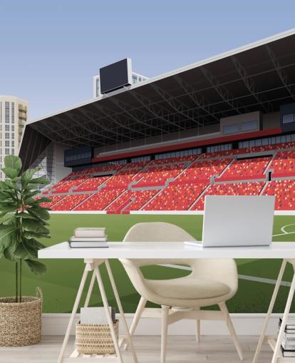 carta da parati verde e rossa del club di calcio di Brentford chiamata Gtech Community Stadium Football Stadium di Matthew J I Wood