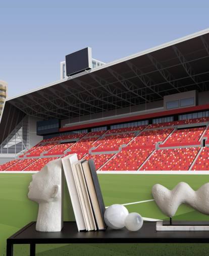 papel pintado verde y rojo del Brentford Football Club llamado Gtech Community Stadium Football Stadium de Matthew J I Wood