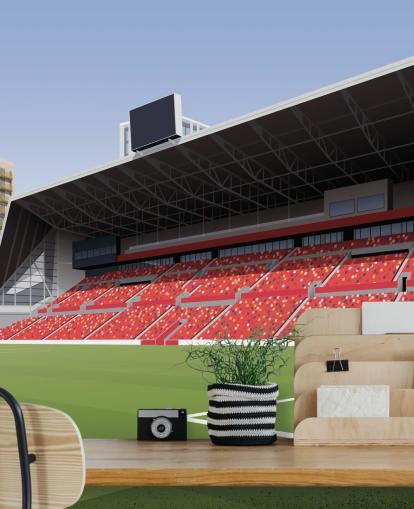 grön och röd brentford fotbollsklubb tapet kallad Gtech Community Stadium Football Stadium av Matthew J I Wood grön och röd brentford fotbollsklubb tapet kallad Gtech Community Stadium Football Stadium av Matthew J I Wood