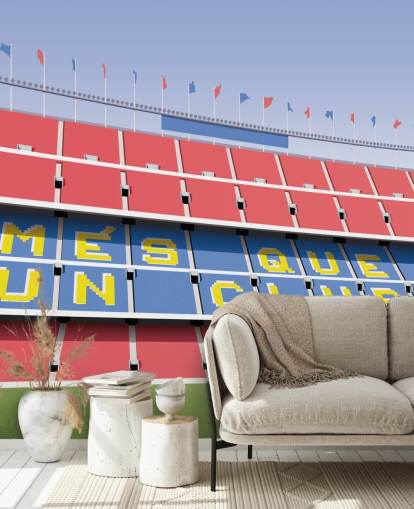 carta da parati murale personalizzabile blu e rossa di Barcellona chiamata Camp Nou Football Stadium di Matthew J I Wood