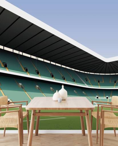 green and white customizable celtic wallpaper mural called Celtic Park Football Stadium by Matthew J I Wood