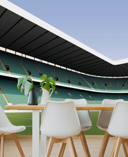mural de papel pintado celta personalizable en verde y blanco llamado Celtic Park Football Stadium de Matthew J I Wood