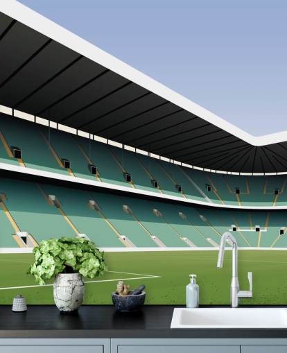 green and white customizable celtic wallpaper mural called Celtic Park Football Stadium by Matthew J I Wood