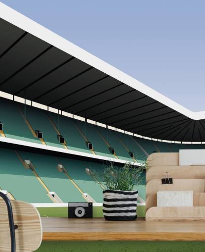 green and white customisable celtic wallpaper mural called Celtic Park Football Stadium by Matthew J I Wood