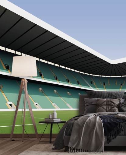 green and white customisable celtic wallpaper mural called Celtic Park Football Stadium by Matthew J I Wood