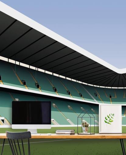 papier peint mural celtique personnalisable vert et blanc appelé Celtic Park Football Stadium par Matthew J I Wood
