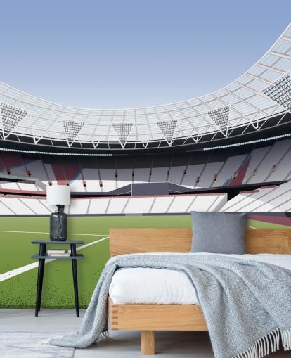 mural de papel de parede personalizável verde e branco do West Ham United chamado London Stadium Football Stadium de Matthew J I Wood para quartos e escritórios domésticos