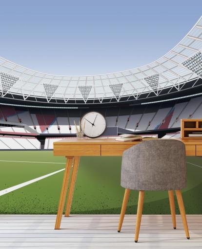vihreä ja valkoinen muokattava West Ham United -taustakuvamaalaus nimeltä Matthew J I Wood London Stadium Football Stadium makuuhuoneisiin ja kotitoimistoihin