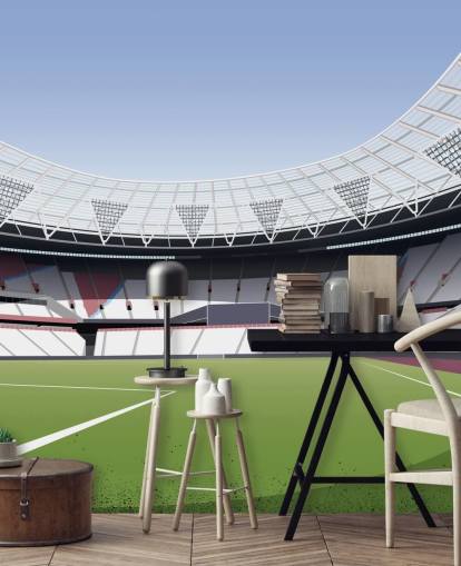 Carta da parati murale personalizzabile verde e bianca del West Ham United chiamata London Stadium Football Stadium di Matthew J I Wood per camere da letto e uffici domestici