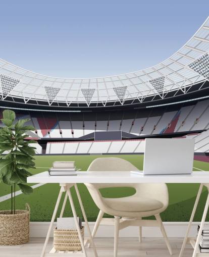 mural de papel de parede personalizável verde e branco do West Ham United chamado London Stadium Football Stadium de Matthew J I Wood para quartos e escritórios domésticos