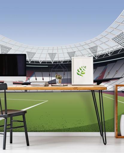 grøn og hvid tilpasselig west ham united tapetmaleri kaldet London Stadium Football Stadium af Matthew J I Wood til soveværelser og hjemmekontorer