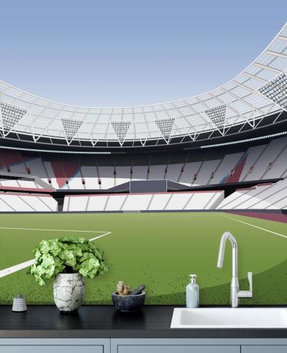 grøn og hvid tilpasselig west ham united tapetmaleri kaldet London Stadium Football Stadium af Matthew J I Wood til soveværelser og hjemmekontorer
