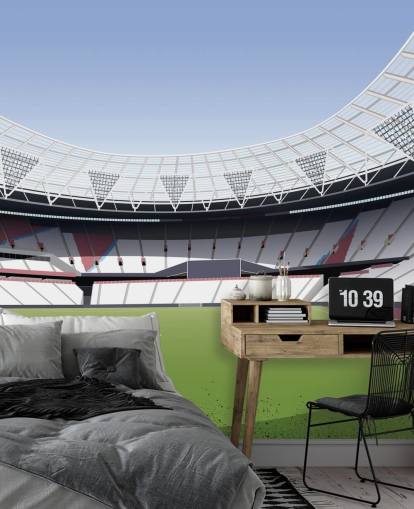 Carta da parati murale personalizzabile verde e bianca del West Ham United chiamata London Stadium Football Stadium di Matthew J I Wood per camere da letto e uffici domestici Carta da parati murale personalizzabile verde e bianca del West Ham United chiamata London Stadium Football Stadium di Matthew J I Wood per camere da letto e uffici domestici