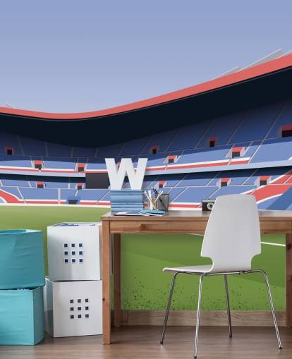 Personalisierbare PSG-Tapete in Blau, Rot und Grün mit dem Titel Parc des Princes Football Stadium von Matthew J I Wood
