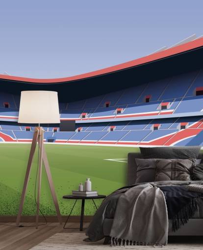 blue, red and green customisable PSG wallpaper mural called Parc des Princes Football Stadium by Matthew J I Wood