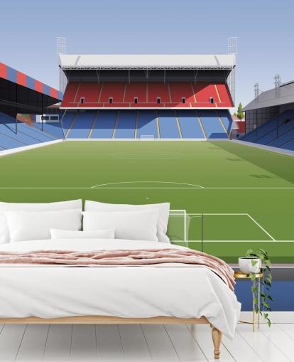 red, blue and green crystal palace wallpaper mural called Selhurst Park Football Stadium for kids bedrooms, man caves and home offices