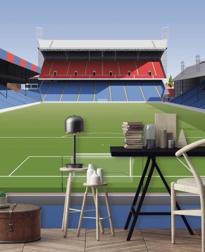 red, blue and green crystal palace wallpaper mural called Selhurst Park Football Stadium for kids bedrooms, man caves and home offices