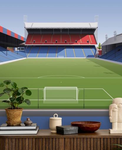 mural de papel de parede de palácio de cristal vermelho, azul e verde chamado Selhurst Park Football Stadium para quartos infantis, cavernas masculinas e escritórios domésticos