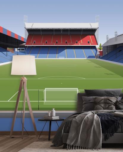 red, blue and green crystal palace wallpaper mural called Selhurst Park Football Stadium for kids bedrooms, man caves and home offices