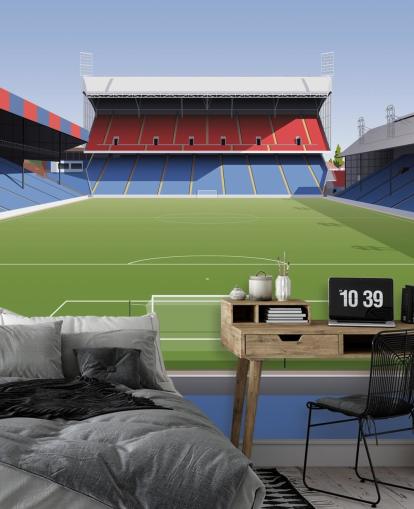 rødt, blått og grønt krystallpalass tapetmaleri kalt Selhurst Park Football Stadium for barnerom, mannshuler og hjemmekontorer