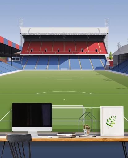rødt, blått og grønt krystallpalass tapetmaleri kalt Selhurst Park Football Stadium for barnerom, mannshuler og hjemmekontorer