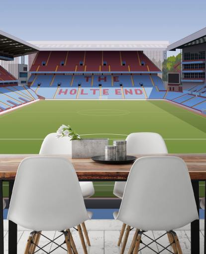 mural de papel pintado de Aston Villa azul, granate y verde llamado Villa Park Football Stadium para dormitorios de adolescentes, cuevas de hombres y oficinas en casa