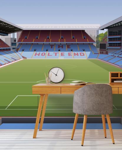 blue, maroon and green aston villa wallpaper mural called Villa Park Football Stadium for teen bedrooms, man caves and home offices